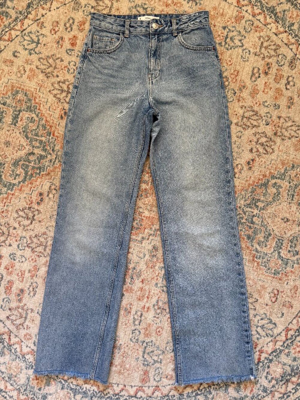 Mango Raw Hem Straight Leg Denim Jeans : 2